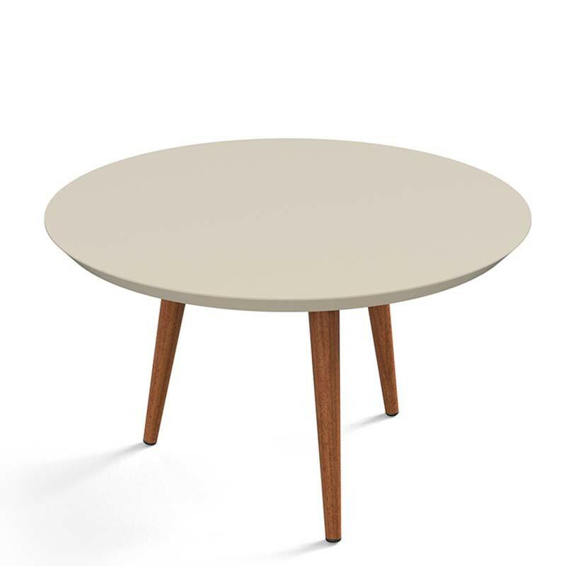 Mesa de Centro Redonda Retrô Pés Palito Luna 67 x 67 x 35 Patrimar Off White