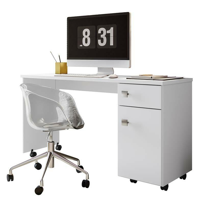 Escrivaninha Mesa Notebook Escritório Quarto 136cm Malta Lukaliam Branco