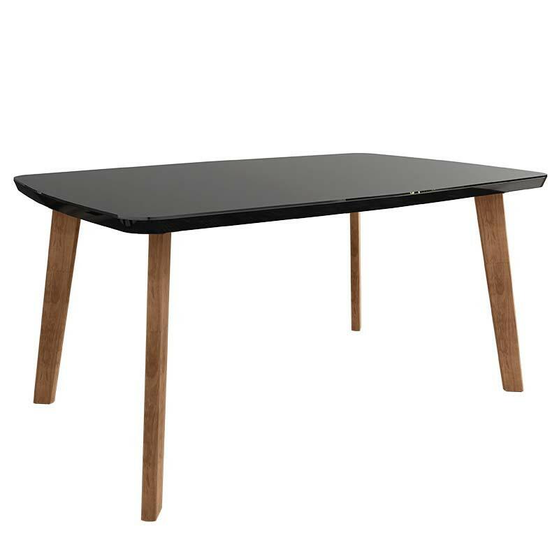 Mesa de Jantar Retrô Tampo Vidro 120x90x78 Pés Oblongo Jade RV Móveis Preto