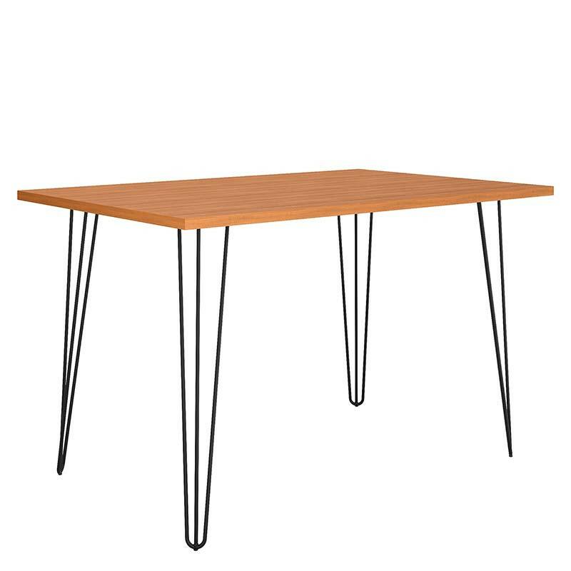 Mesa de Jantar Retangular 120x80 Pés Ferro Wood EAX Móveis Naturale