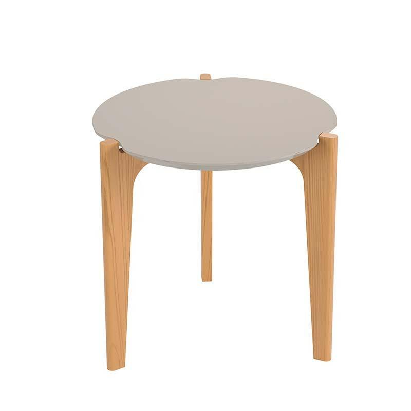 Mesa Lateral MDF Usinado Florida 50cm Lukaliam Off White/Freijo