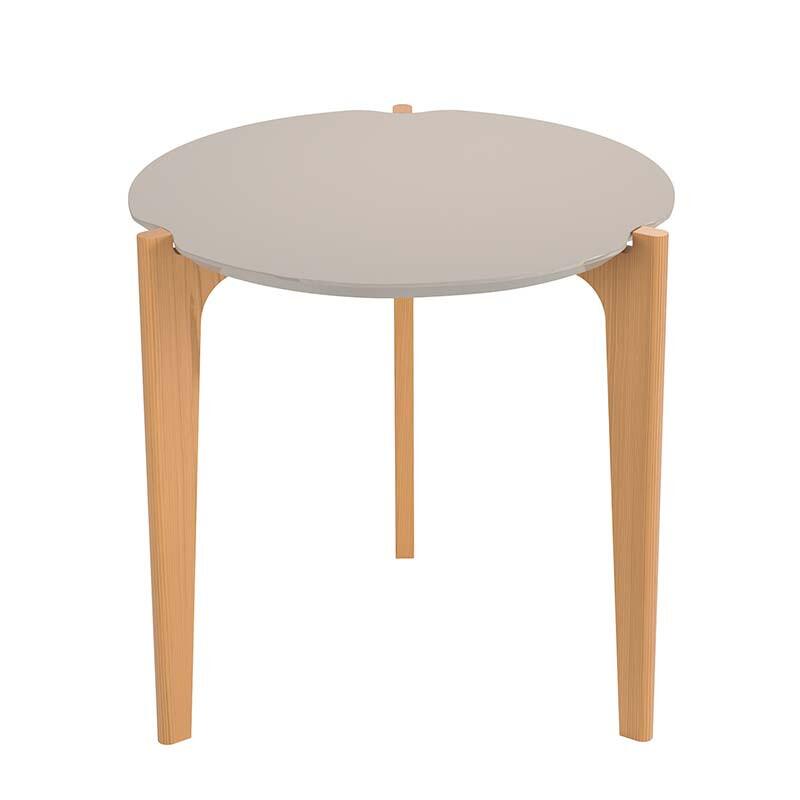 Mesa Lateral MDF Usinado Florida 60cm Lukaliam Off White/Freijo