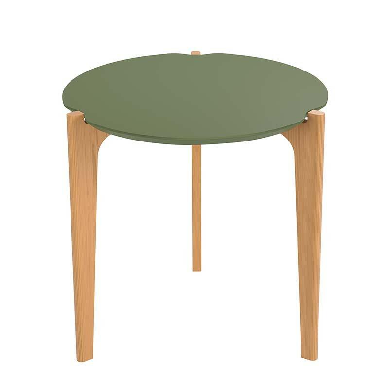Mesa Lateral MDF Usinado Florida 60cm Lukaliam Verde Floresta/Freijo