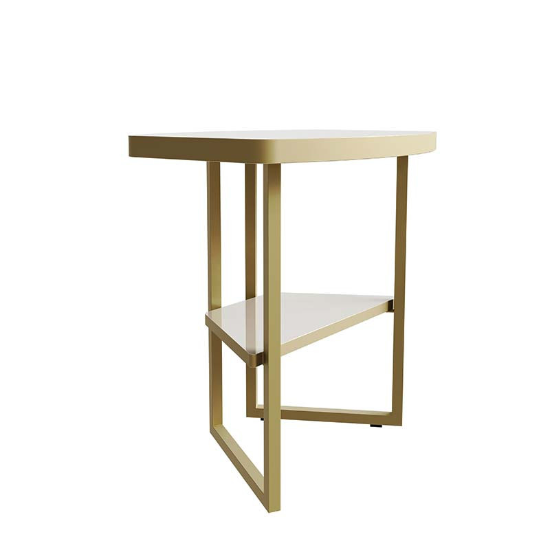 Mesa Lateral Pequena Pés de Ferro 40cm Lile Lukaliam Off White/Dourado