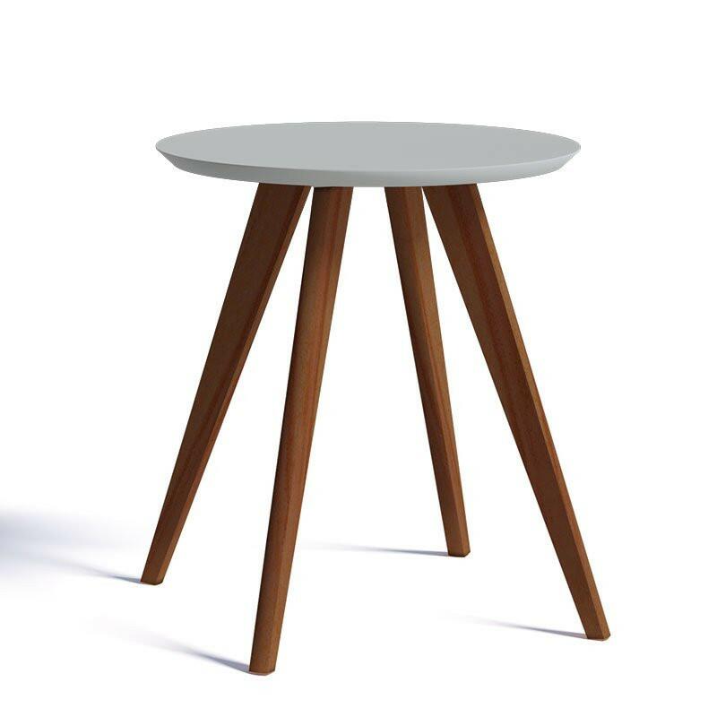 Mesa Lateral Redonda Sala de Estar 60x60x66 Classic Imcal Branco