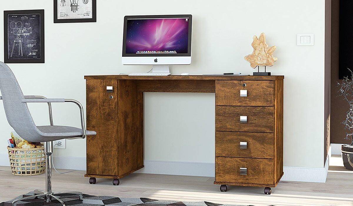 Escrivaninha Mesa Office Smart Lukaliam Canela