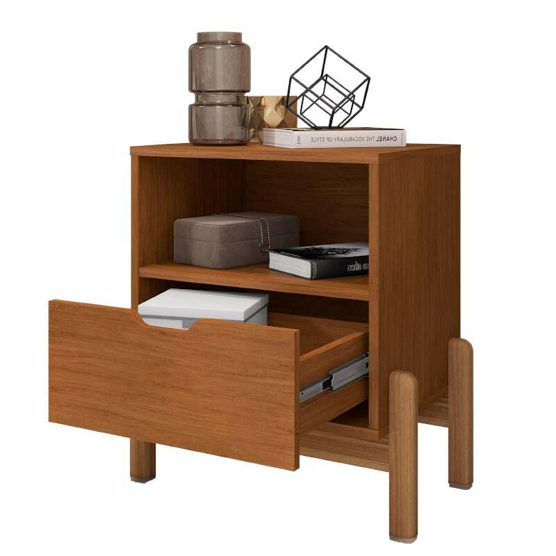 Mesa de Cabeceira 1 Gaveta 1 Nicho 52cm x 58cm Antares Casa D Cedro