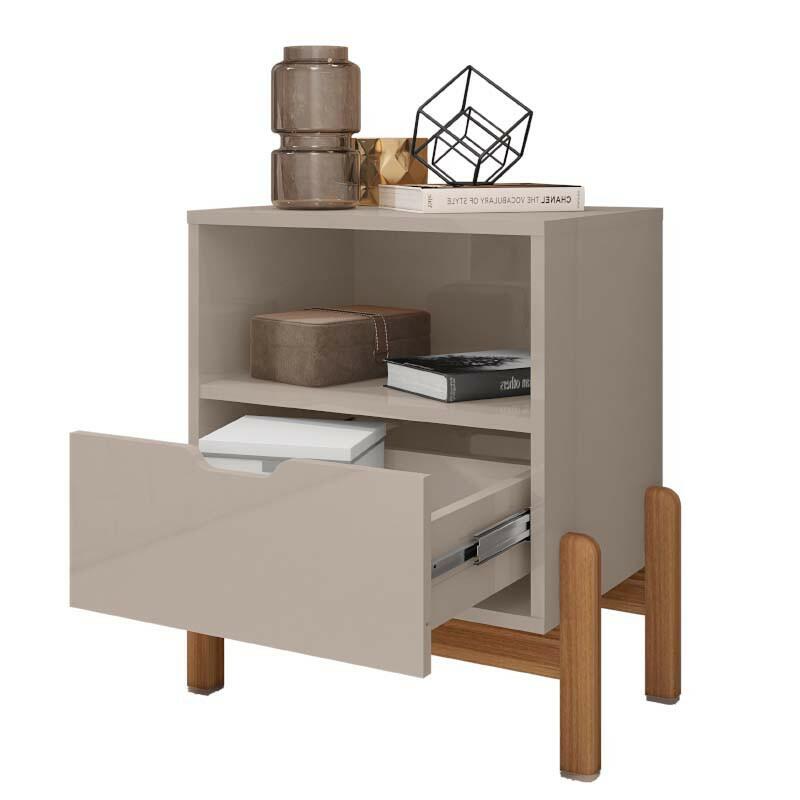 Mesa de Cabeceira 1 Gaveta 1 Nicho 52cm x 58cm Antares Casa D Off White