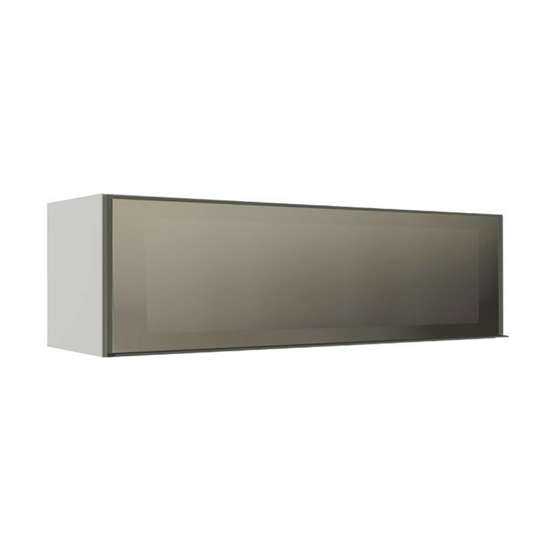 Módulo Armário Aéreo 120cm 1 Porta Basculante Vidro Reflecta Cozinha Modulada Robel Branco