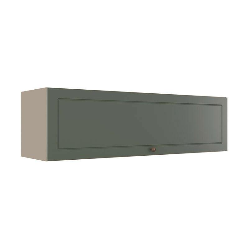 Módulo Armário Aéreo 120cm 1 Porta Basculante 100% MDF Cozinha Provence Robel Fendi/Salvia Matte