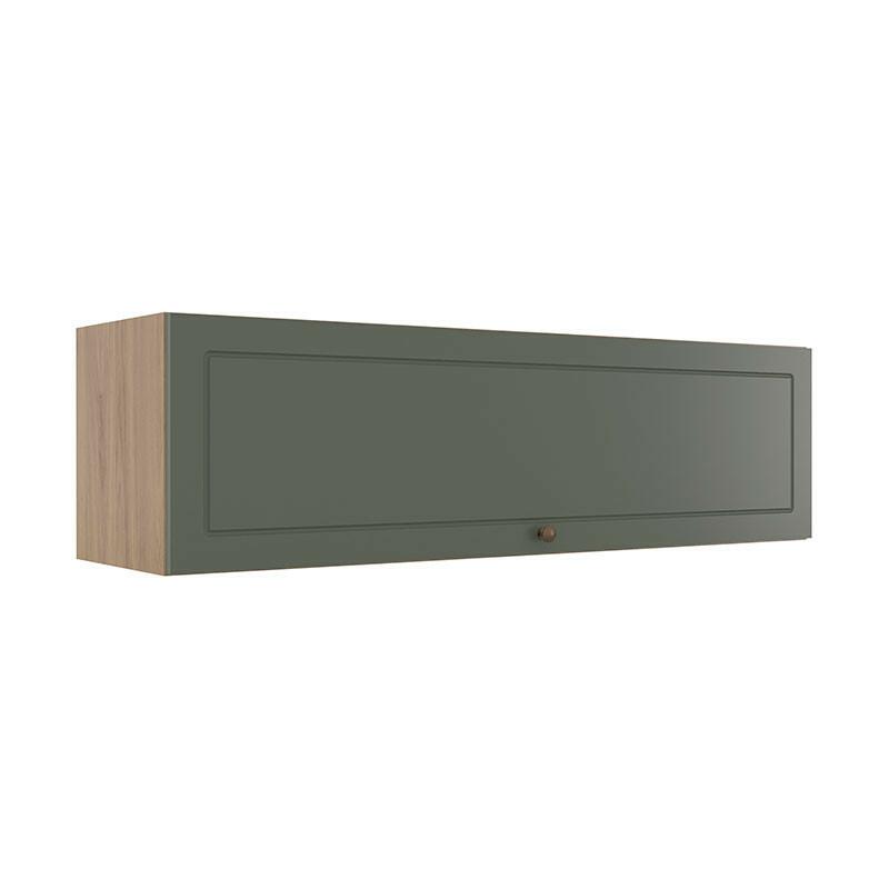 Módulo Armário Aéreo 120cm 1 Porta Basculante 100% MDF Cozinha Provence Robel Hanover/Salvia Matte