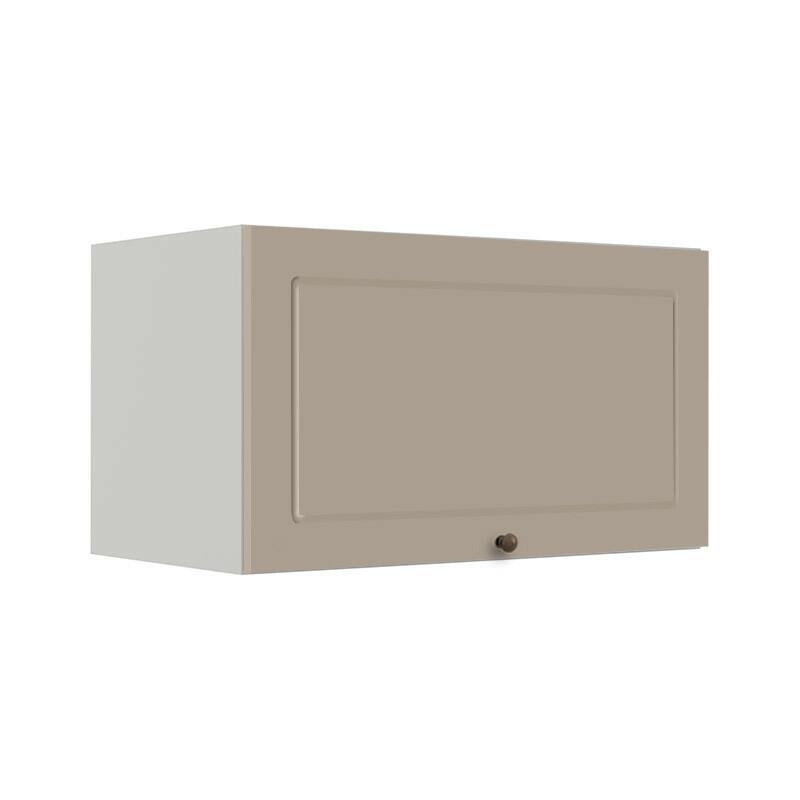 Módulo Armário Aéreo 60cm 1 Porta Basculante 100% MDF Cozinha Provence Robel Branco/Fendi Matte