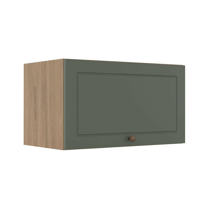 Módulo Armário Aéreo 60cm 1 Porta Basculante 100% MDF Cozinha Provence Robel Hanover/Salvia Matte