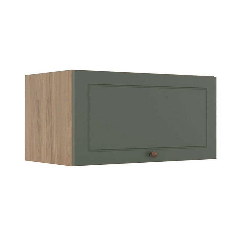 Módulo Armário Aéreo 70cm 1 Porta Basculante 100% MDF Cozinha Provence Robel Hanover/Salvia Matte