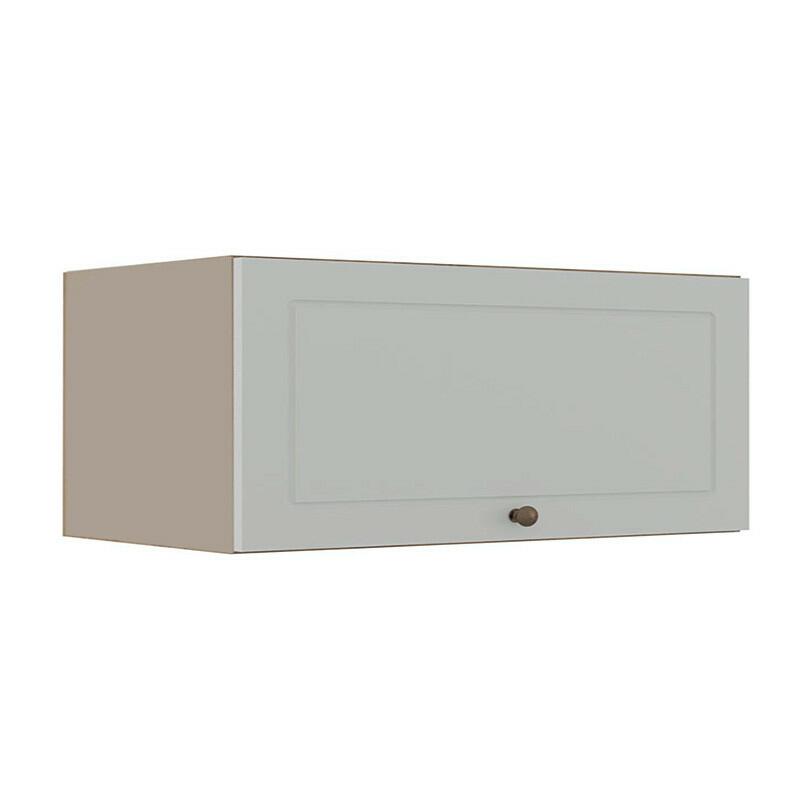 Módulo Armário Aéreo 80cm 1 Porta Basculante 100% MDF Cozinha Provence Robel Fendi/Branco Matte