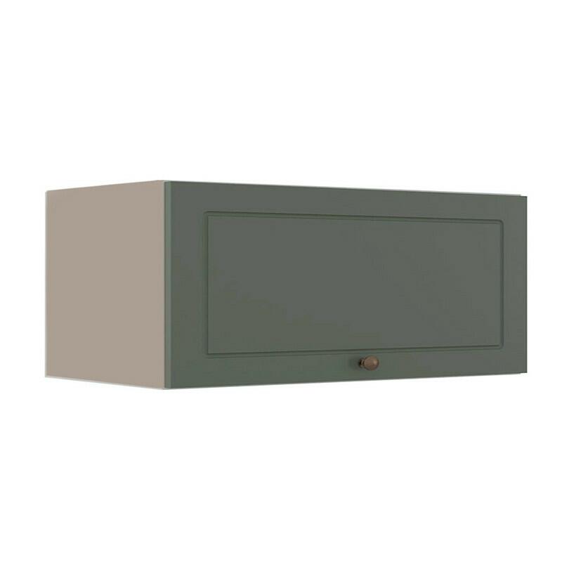 Módulo Armário Aéreo 80cm 1 Porta Basculante 100% MDF Cozinha Provence Robel Fendi/Salvia Matte