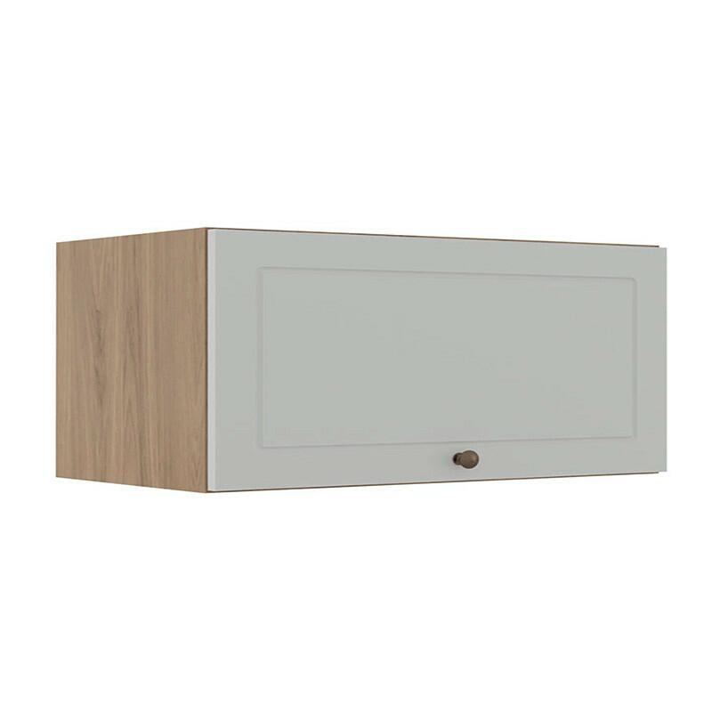 Módulo Armário Aéreo 80cm 1 Porta Basculante 100% MDF Cozinha Provence Robel Hanover/Branco Matte