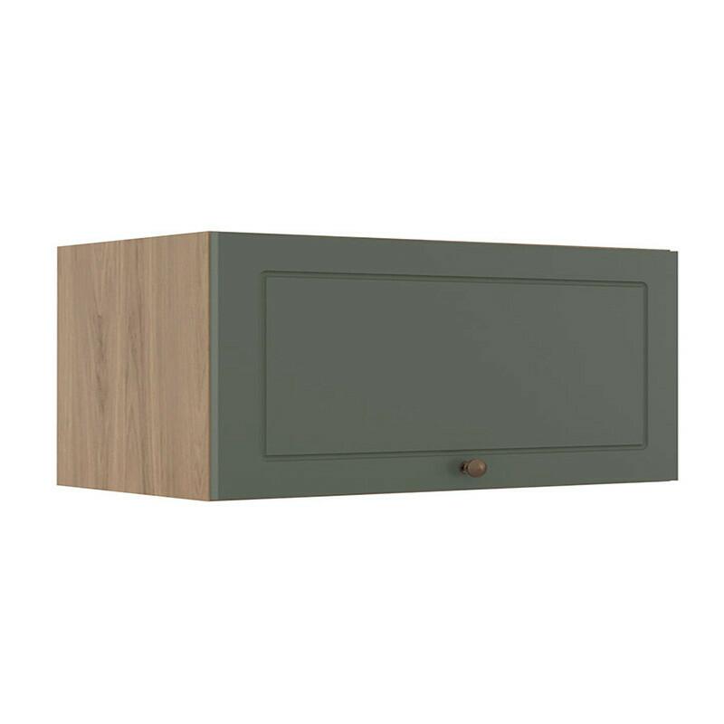 Módulo Armário Aéreo 80cm 1 Porta Basculante 100% MDF Cozinha Provence Robel Hanover/Salvia Matte