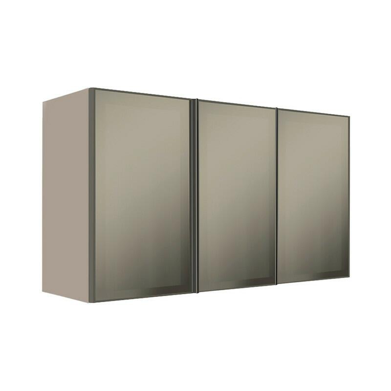 Módulo Armário Aéreo 68x120x34cm 3 Portas Vidro Reflecta Cozinha Modulada Robel Fendi
