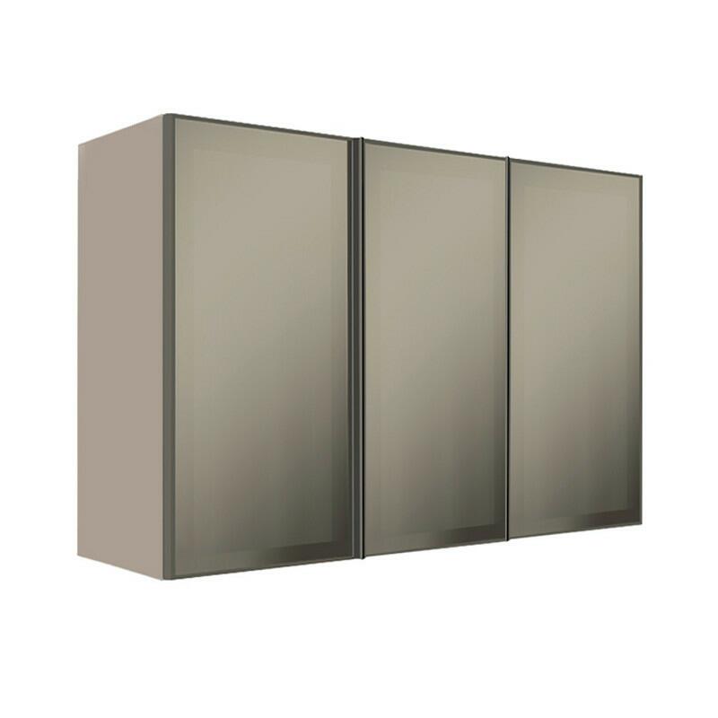 Módulo Armário Aéreo 88x120x34cm 3 Portas Vidro Reflecta Cozinha Modulada Robel Fendi