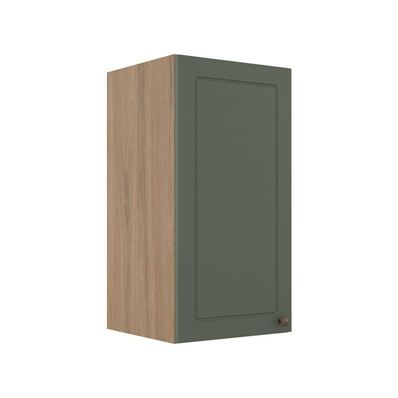 Módulo Armário Aéreo 68x35x34cm 1 Porta 100% MDF Cozinha Modulada Provence Robel Hanover/Salvia Matte