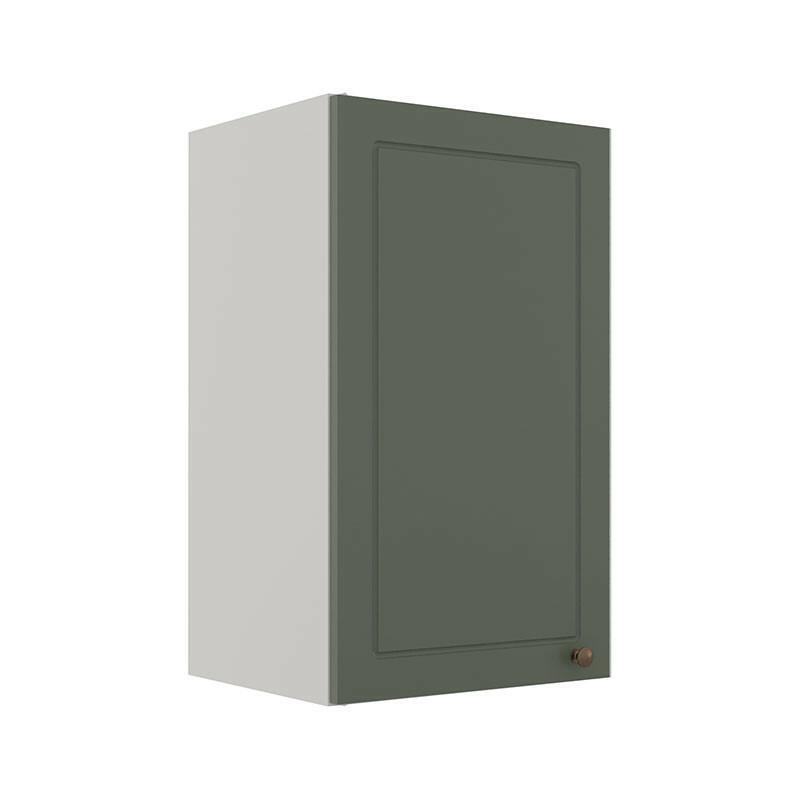 Módulo Armário Aéreo 68x40x34cm 1 Porta 100% MDF Cozinha Modulada Provence Robel Branco/Salvia Matte