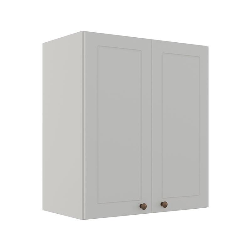Módulo Armário Aéreo 68x60x34cm 2 Portas 100% MDF Cozinha Modulada Provence Robel Branco/Branco Matte