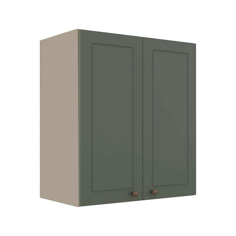 Módulo Armário Aéreo 68x60x34cm 2 Portas 100% MDF Cozinha Modulada Provence Robel Fendi/Salvia Matte