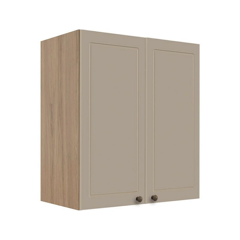 Módulo Armário Aéreo 68x60x34cm 2 Portas 100% MDF Cozinha Modulada Provence Robel Hanover/Fendi Matte