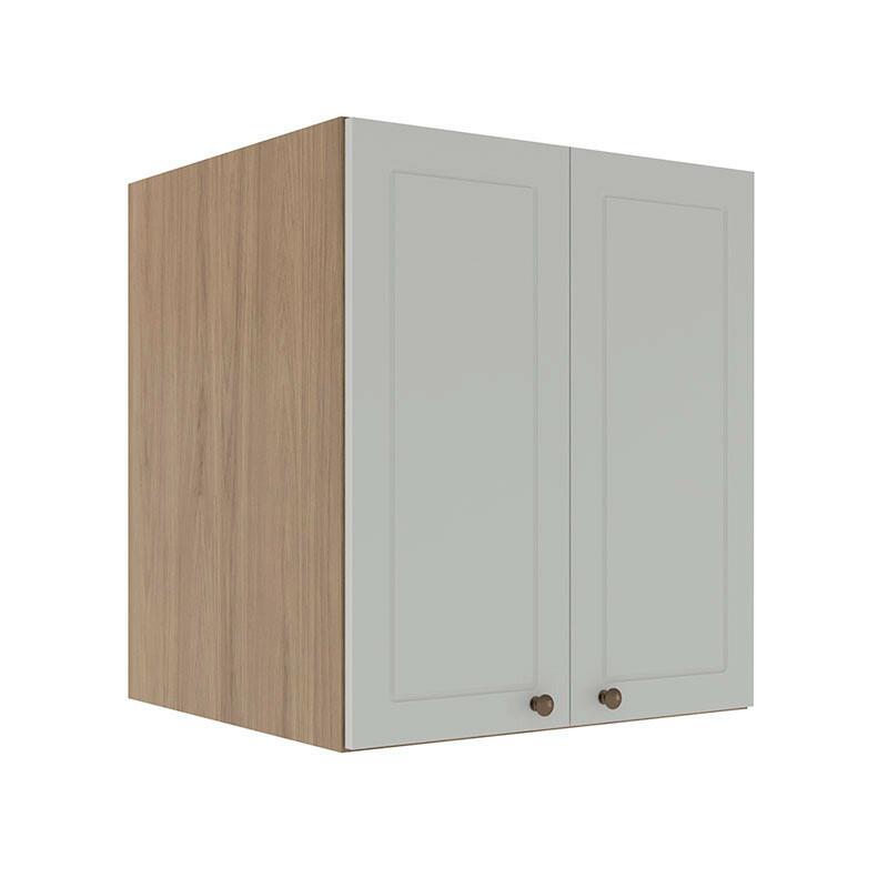 Módulo Armário Aéreo 68x60x56cm 2 Portas 100% MDF Cozinha Provence Robel Hanover/Branco Matte