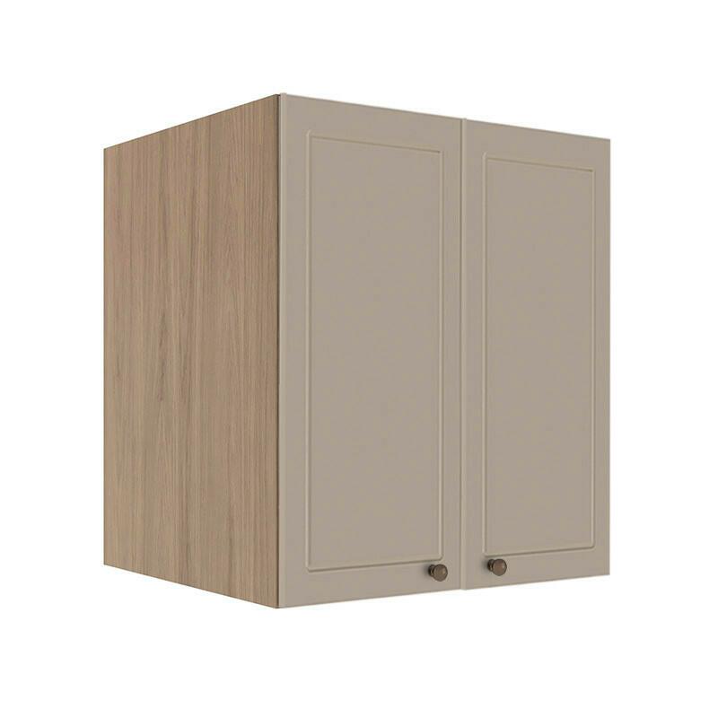 Módulo Armário Aéreo 68x60x56cm 2 Portas 100% MDF Cozinha Provence Robel Hanover/Fendi Matte