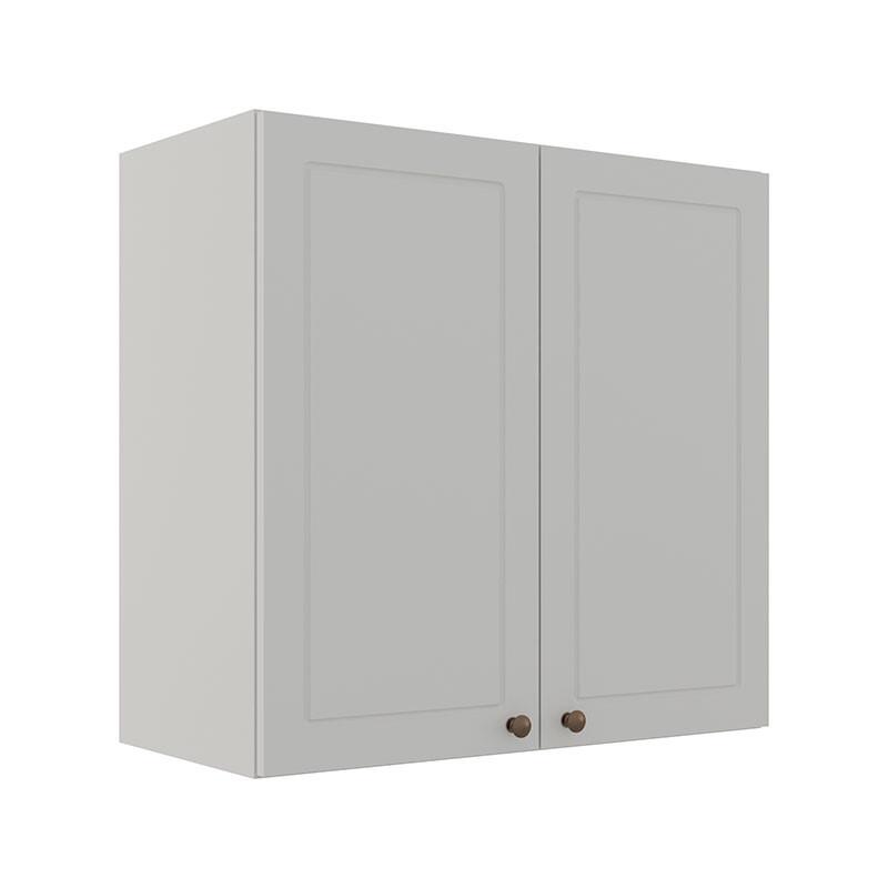 Módulo Armário Aéreo 68x70x34cm 2 Portas 100% MDF Cozinha Modulada Provence Robel Branco/Branco Matte