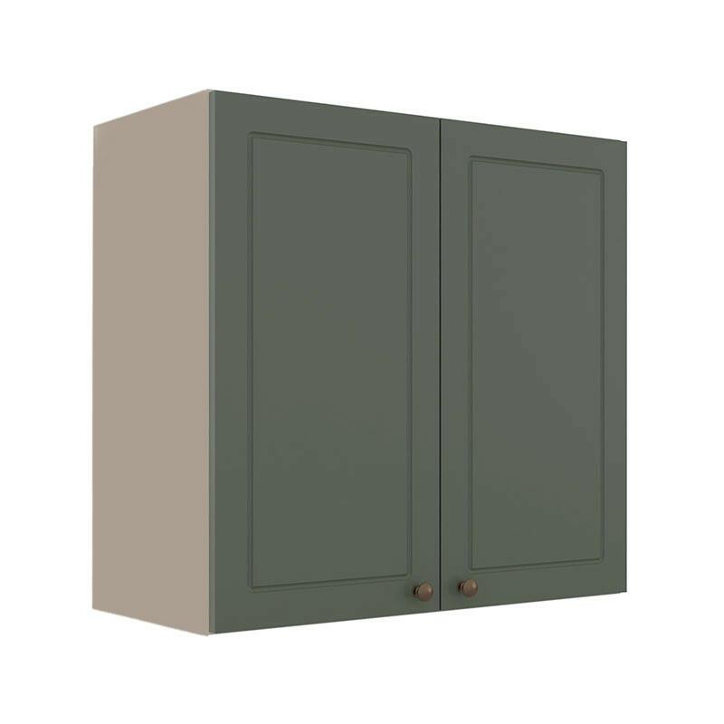 Módulo Armário Aéreo 68x70x34cm 2 Portas 100% MDF Cozinha Modulada Provence Robel Fendi/Salvia Matte