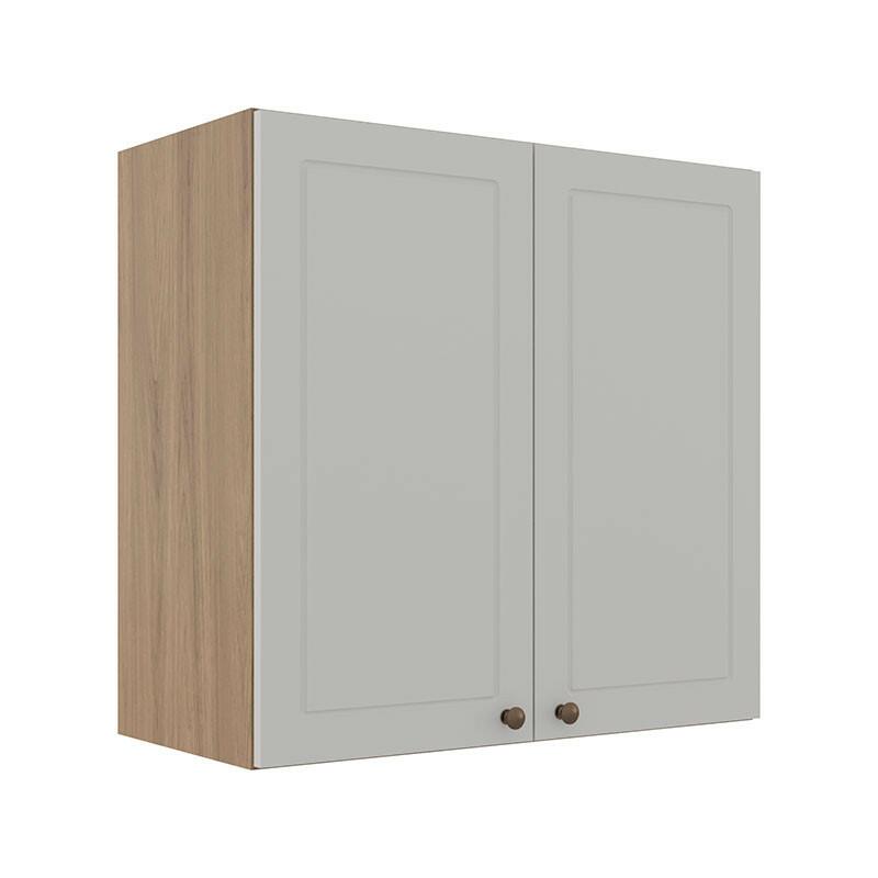 Módulo Armário Aéreo 68x70x34cm 2 Portas 100% MDF Cozinha Modulada Provence Robel Hanover/Branco Matte