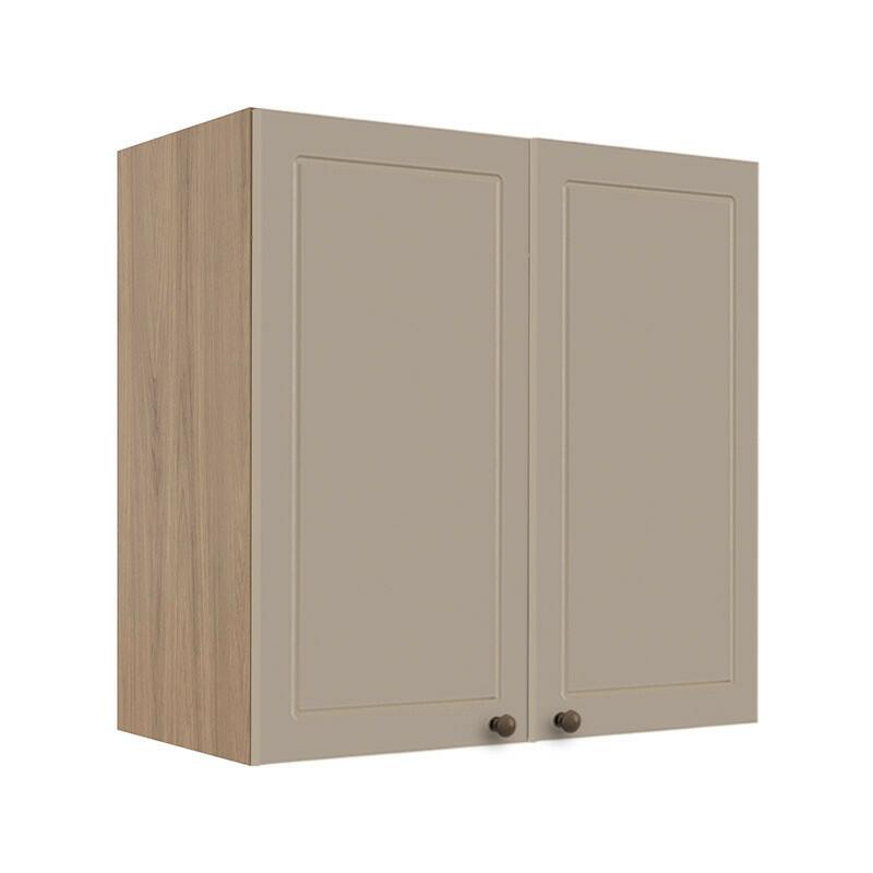 Módulo Armário Aéreo 68x70x34cm 2 Portas 100% MDF Cozinha Modulada Provence Robel Hanover/Fendi Matte