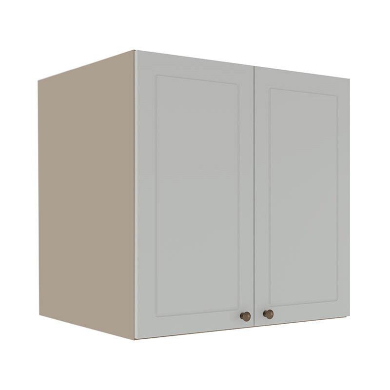 Módulo Armário Aéreo 68x70x56cm 2 Portas 100% MDF Cozinha Provence Robel Fendi/Branco Matte