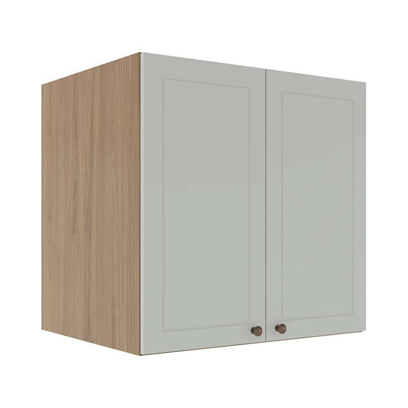 Módulo Armário Aéreo 68x70x56cm 2 Portas 100% MDF Cozinha Provence Robel Hanover/Branco Matte
