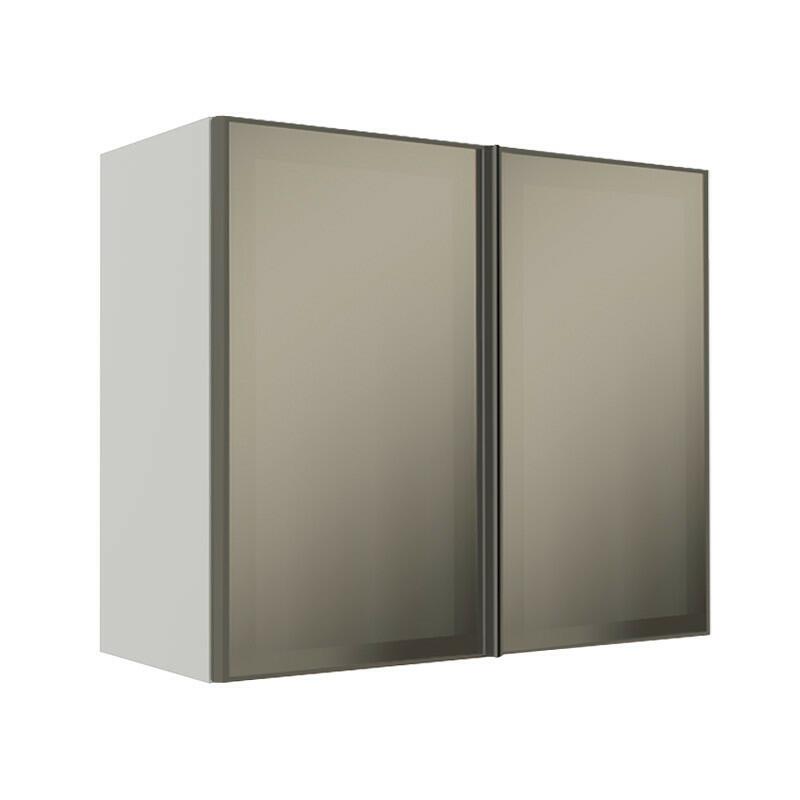 Módulo Armário Aéreo 68x80x34cm 2 Portas Vidro Reflecta Cozinha Modulada Robel Branco
