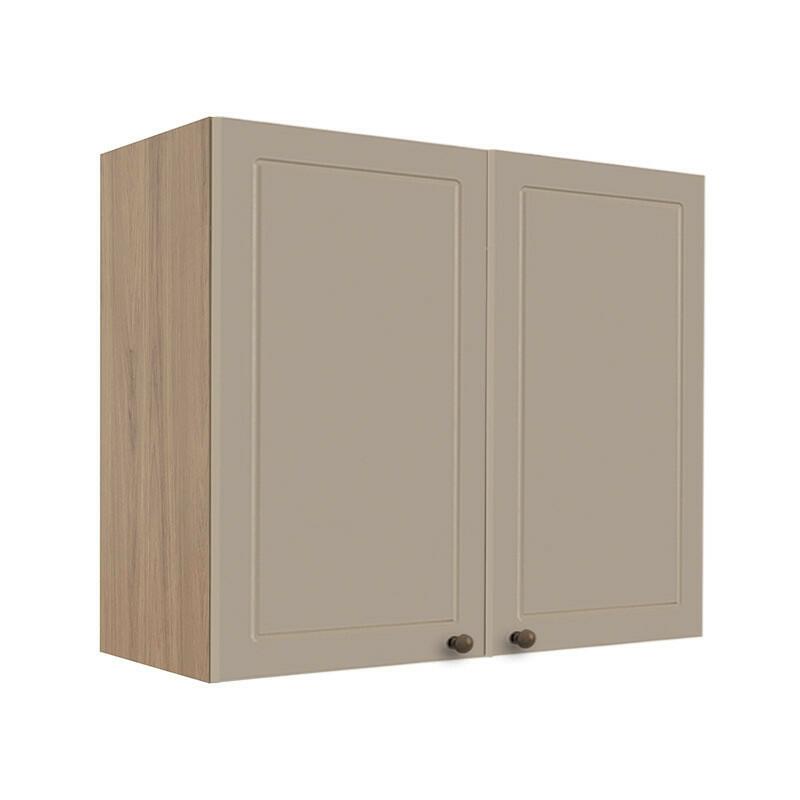 Módulo Armário Aéreo 68x80x34cm 2 Portas 100% MDF Cozinha Modulada Provence Robel Hanover/Fendi Matte
