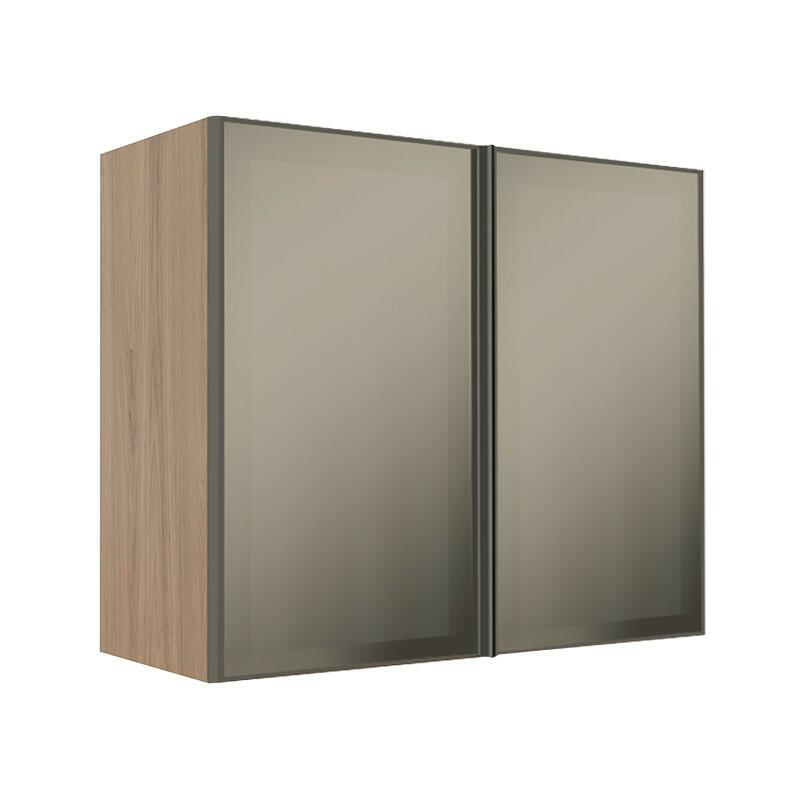 Módulo Armário Aéreo 68x80x34cm 2 Portas Vidro Reflecta Cozinha Modulada Robel Hanover