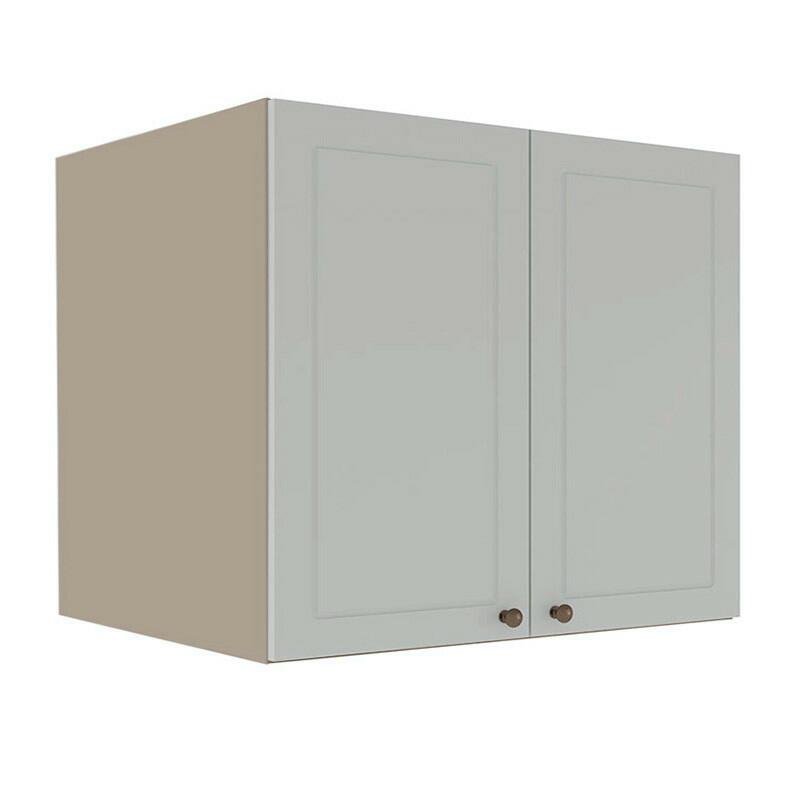 Módulo Armário Aéreo 68x80x56cm 2 Portas 100% MDF Cozinha Provence Robel Fendi/Branco Matte