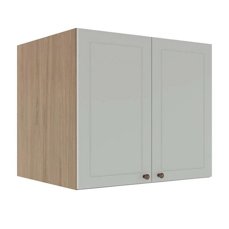 Módulo Armário Aéreo 68x80x56cm 2 Portas 100% MDF Cozinha Provence Robel Hanover/Branco Matte