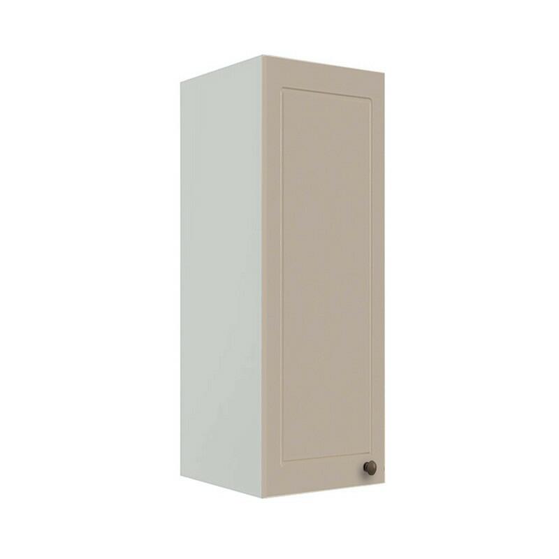 Módulo Armário Aéreo 88x30x34cm 1 Porta 100% MDF Cozinha Provence Robel Branco/Fendi Matte