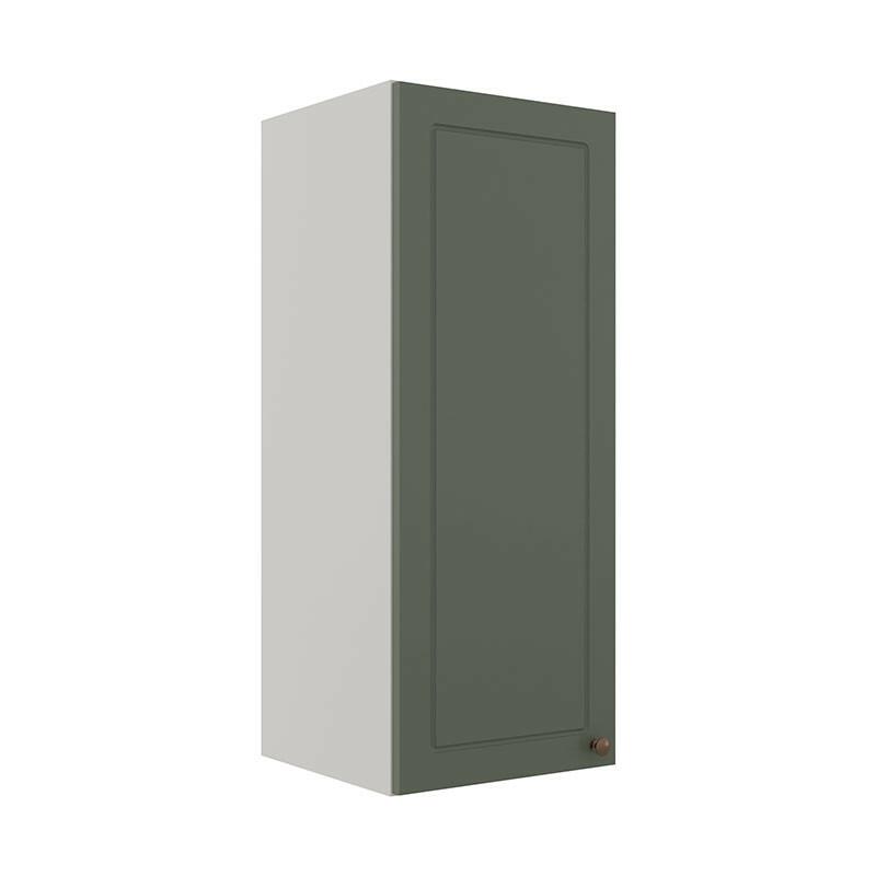 Módulo Armário Aéreo 88x35x34cm 1 Porta 100% MDF Cozinha Provence Robel Branco/Salvia Matte