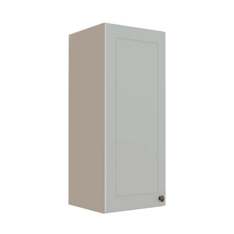 Módulo Armário Aéreo 88x35x34cm 1 Porta 100% MDF Cozinha Provence Robel Fendi/Branco Matte