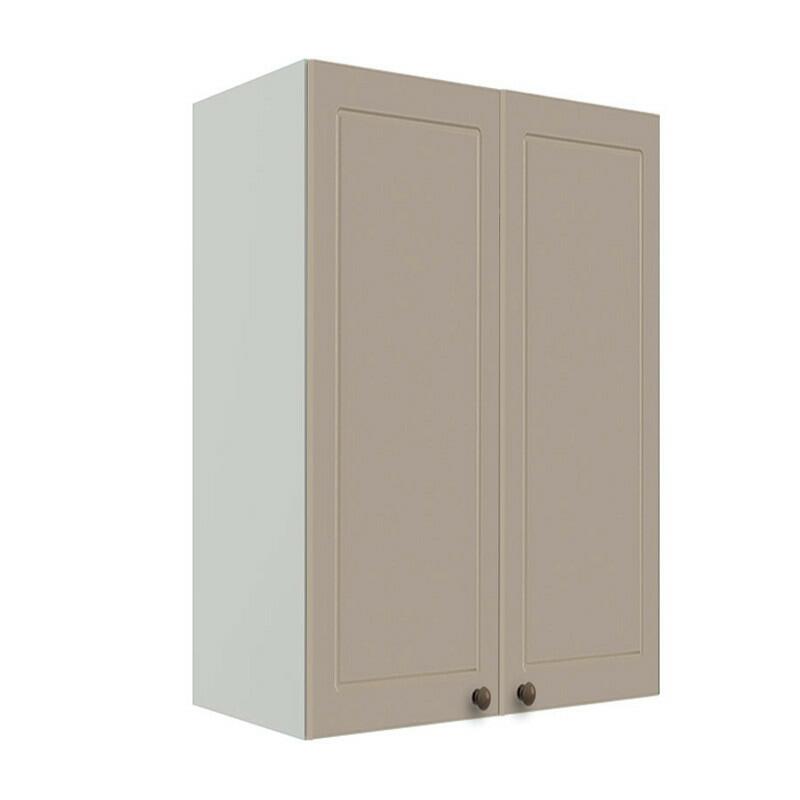 Módulo Armário Aéreo 88x60x34cm 2 Portas 100% MDF Cozinha Provence Robel Branco/Fendi Matte