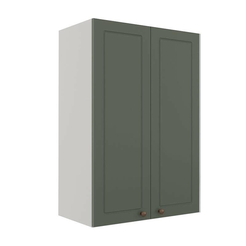 Módulo Armário Aéreo 88x60x34cm 2 Portas 100% MDF Cozinha Provence Robel Branco/Salvia Matte