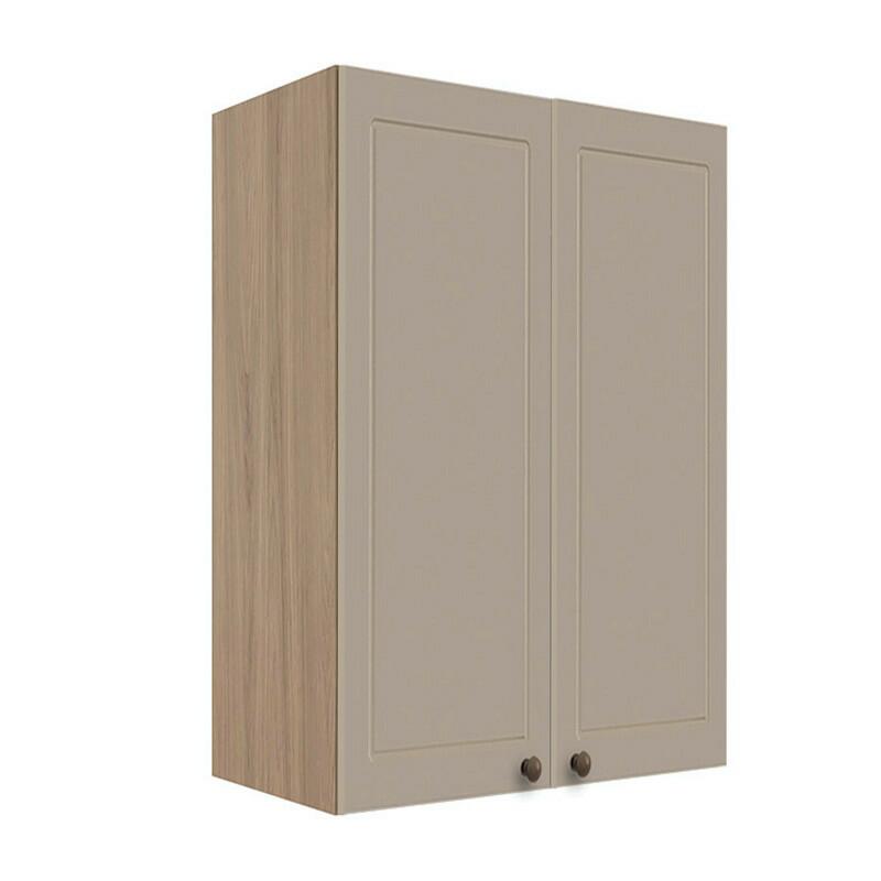 Módulo Armário Aéreo 88x60x34cm 2 Portas 100% MDF Cozinha Provence Robel Hanover/Fendi Matte