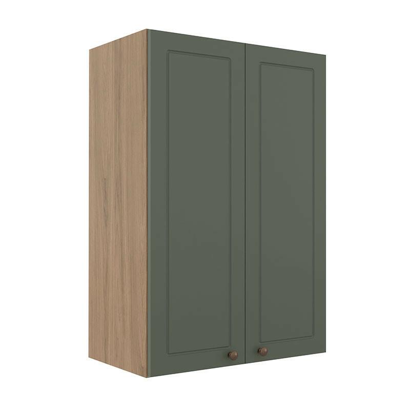 Módulo Armário Aéreo 88x60x34cm 2 Portas 100% MDF Cozinha Provence Robel Hanover/Salvia Matte