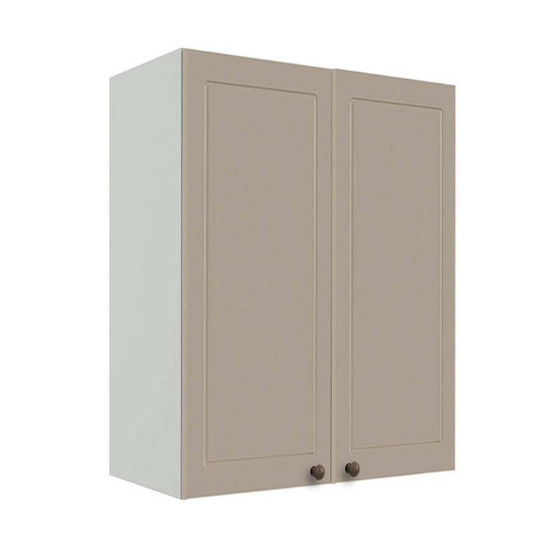 Módulo Armário Aéreo 88x70x34cm 2 Portas 100% MDF Cozinha Provence Robel Branco/Fendi Matte